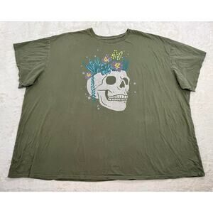 Torrid Womens Olive Green Succulent Skull Oversized Heritage Tshirt Plus Size 4X